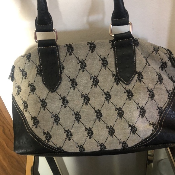 U.S. Polo Assn. grey and black leather hand bag - Picture 8 of 10